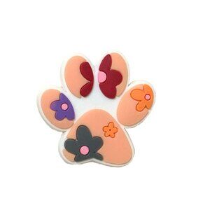 Dog Paw Print Floral Peach Purple Red Pink Croc Shoe Charm Jibbitz